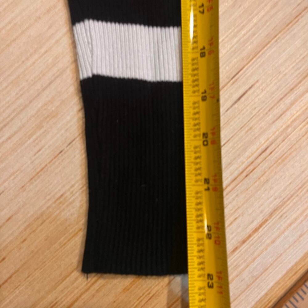 Holiday Party Black White Striped Turtleneck Sweater Dress Mod Retro Size L - Picture 3 of 6